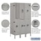 Salsbury Industries Wardrobe Locker, 36" W, 18" D, 66" H, (3) Wide, (6) Openings, Gray 62358GY-U - alternate 3